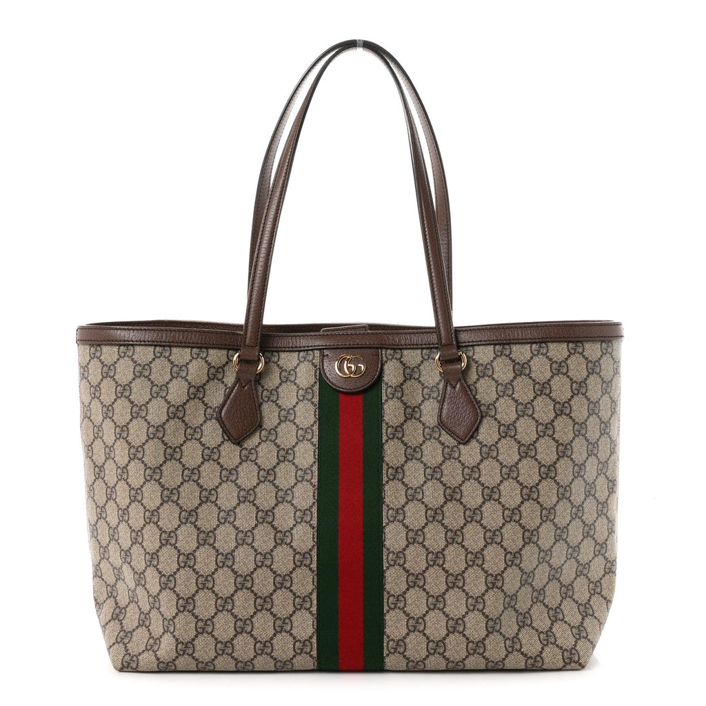 GG Supreme Monogram Medium Ophidia Shopping Tote Brown