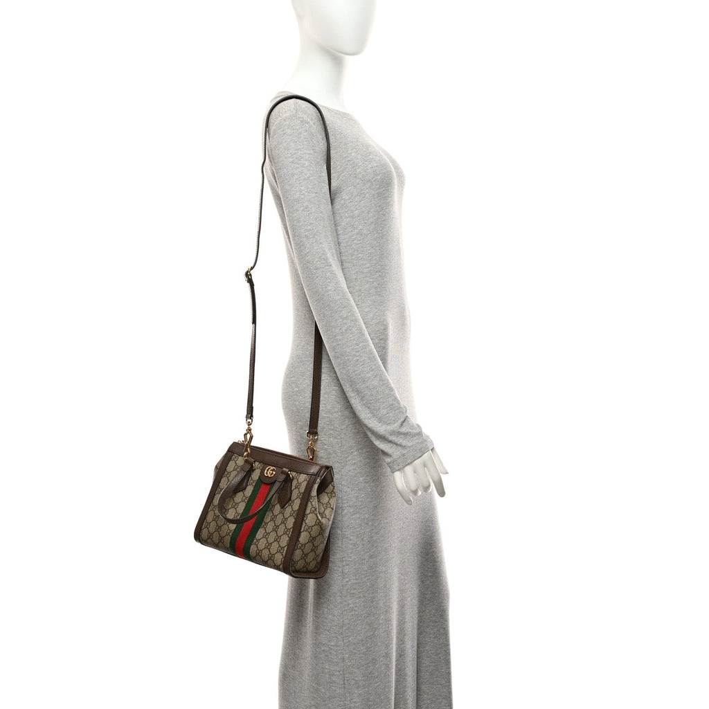 GG Supreme Monogram Small Ophidia Tote Bag Brown