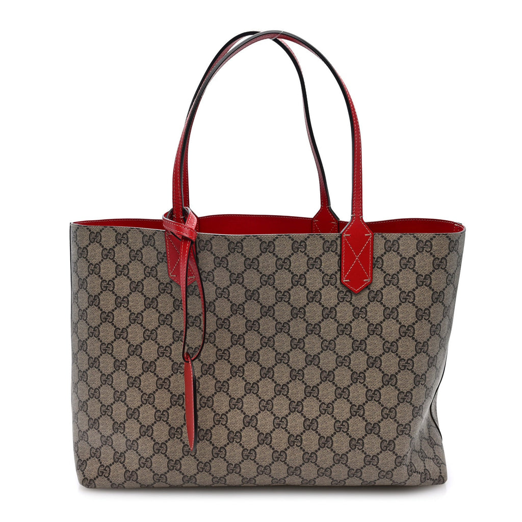 GG Supreme Monogram Medium Reversible Tote Beige Red