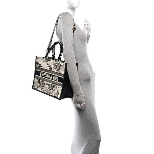 Calfskin Zodiac Toile De Jouy Medium Book Tote With Strap Latte