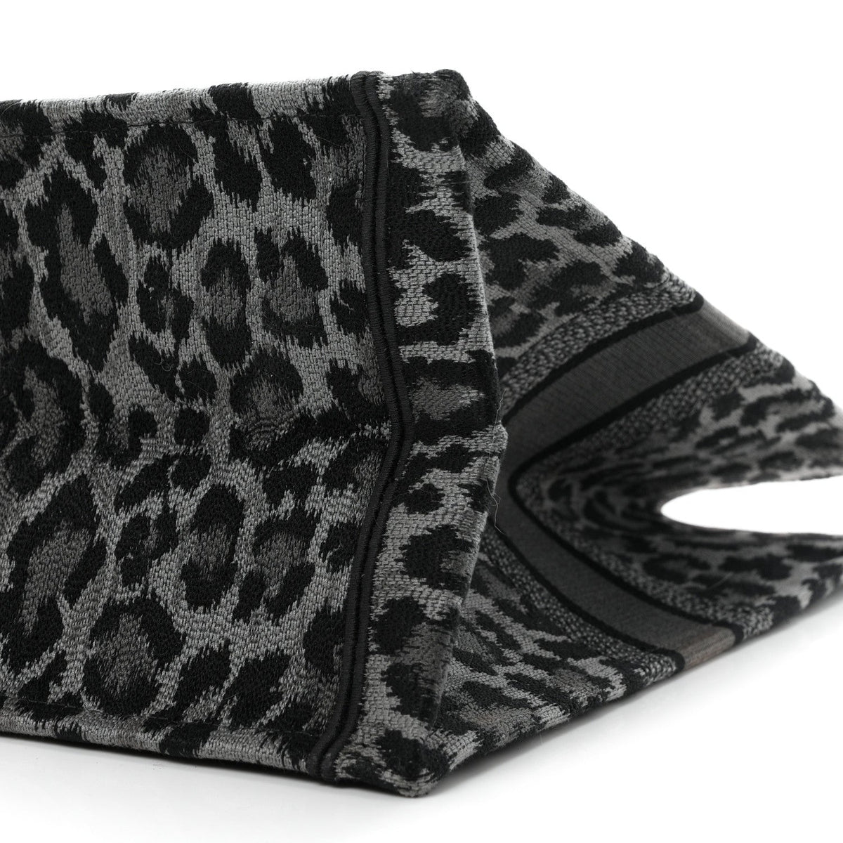 Canvas Mizza Embroidered Large Leopard Book Tote Grey