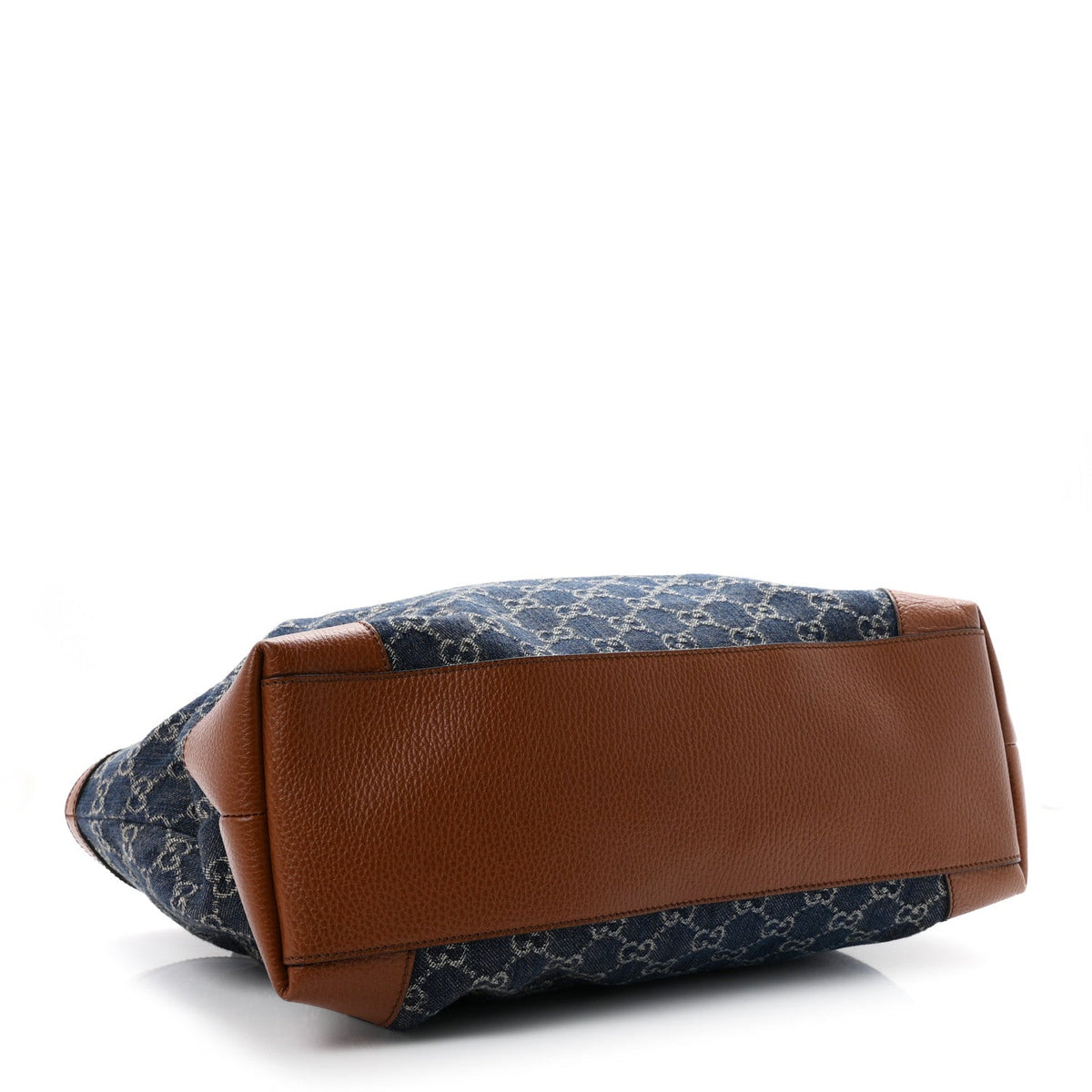 New Denim GG Monogram Medium Ophidia Shopping Tote Blue Tea Cuir