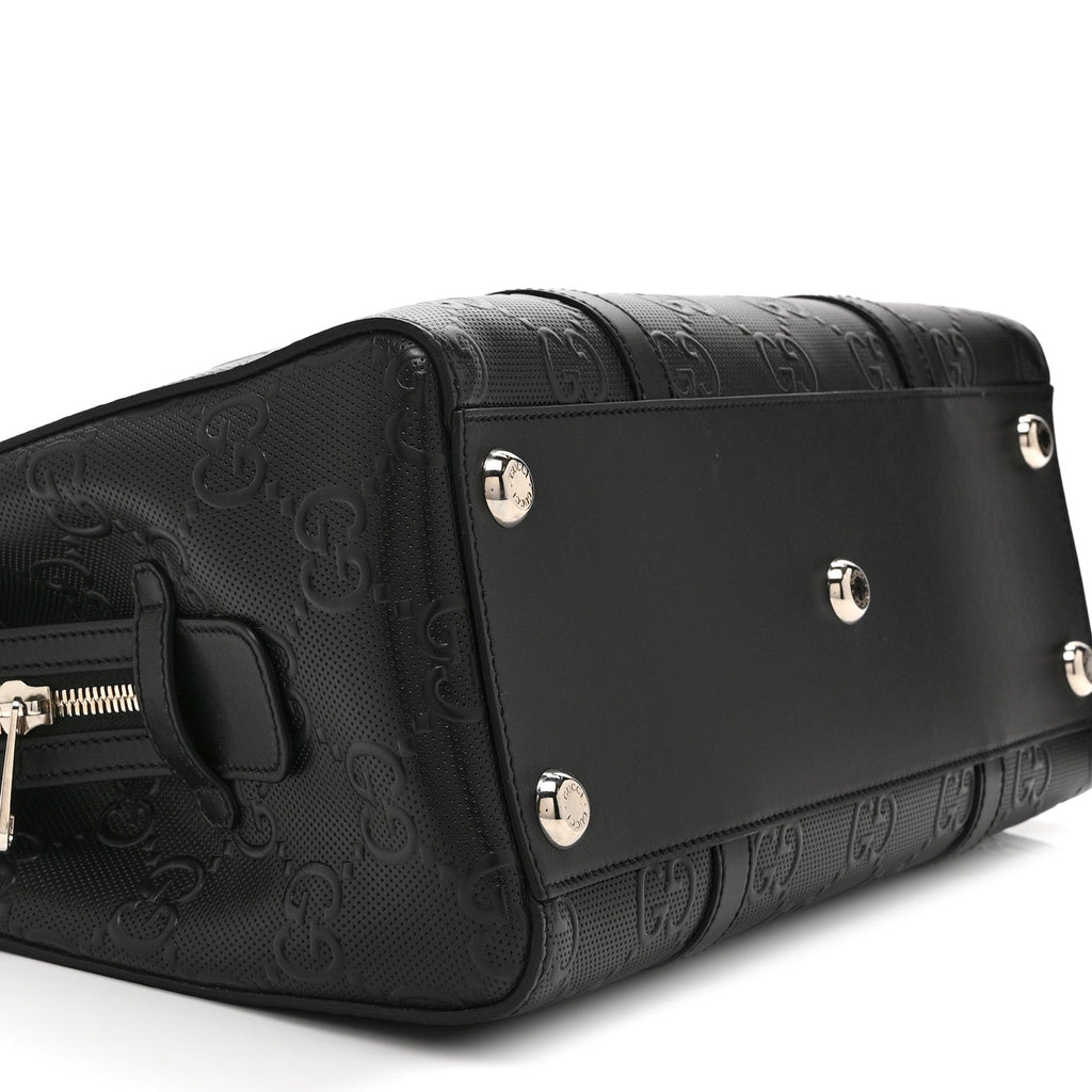 Calfskin GG Tennis Embossed Tote Bag Black