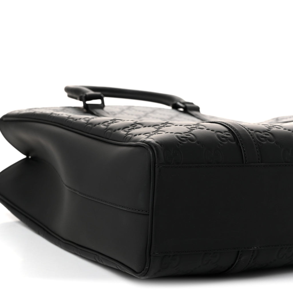 Calfskin Rubber Effect Tall Convertible Tote Black