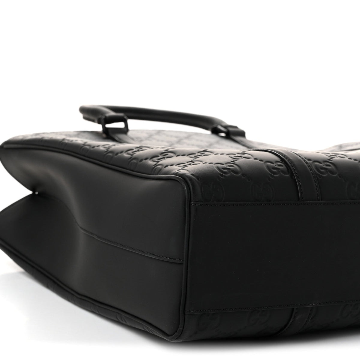 Calfskin Rubber Effect Tall Convertible Tote Black