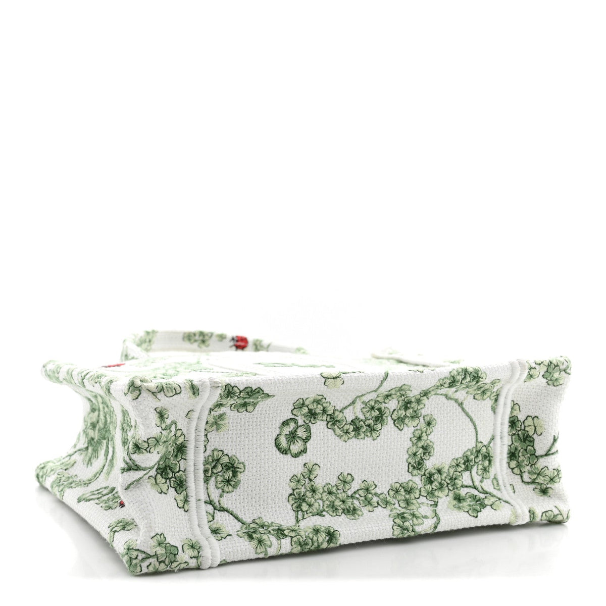 Cotton Toile De Jouy Clover Embroidered Dior Medaillon Mini Book Tote With Strap Verde Multicolor