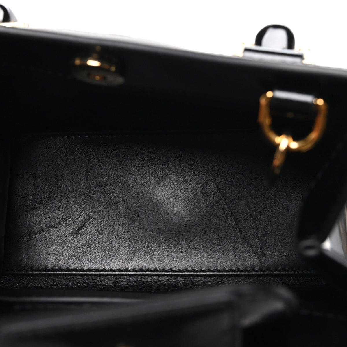 Shiny Polished Calfskin Small Diana Tote Bag Black