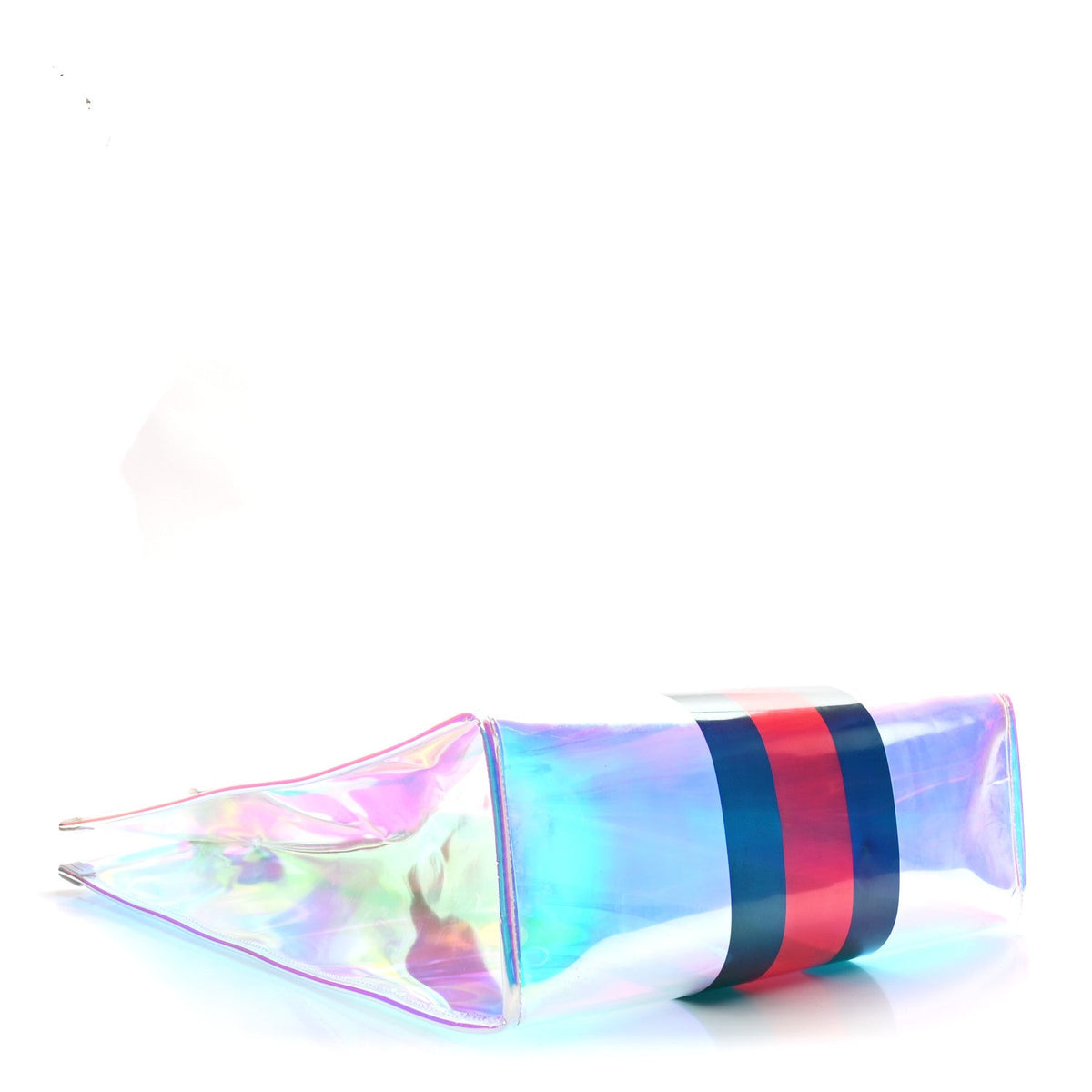 Iridescent Vinyl Logo Web Vertical Tote Multicolor