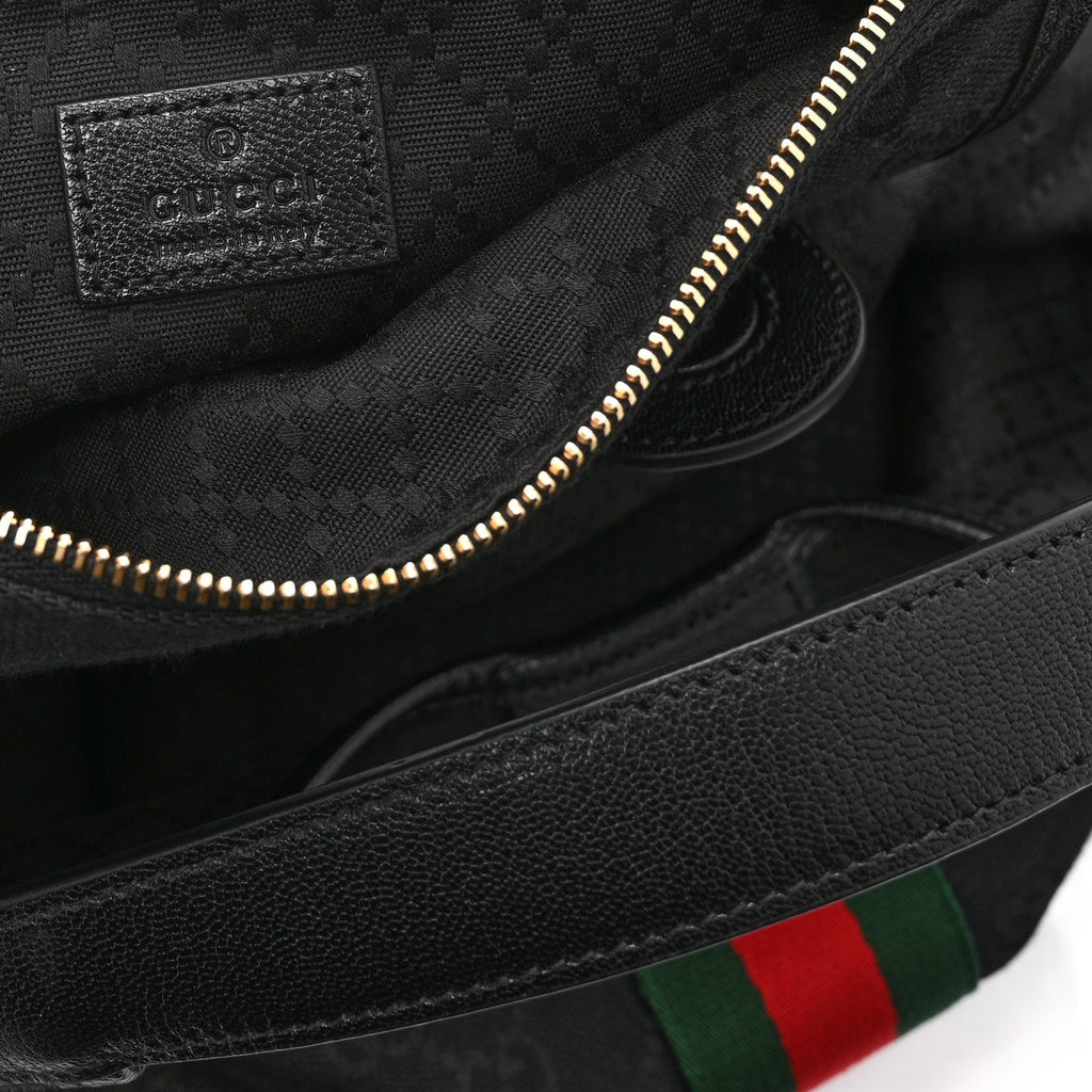 Denim GG Monogram Web Small Giglio Tote Black