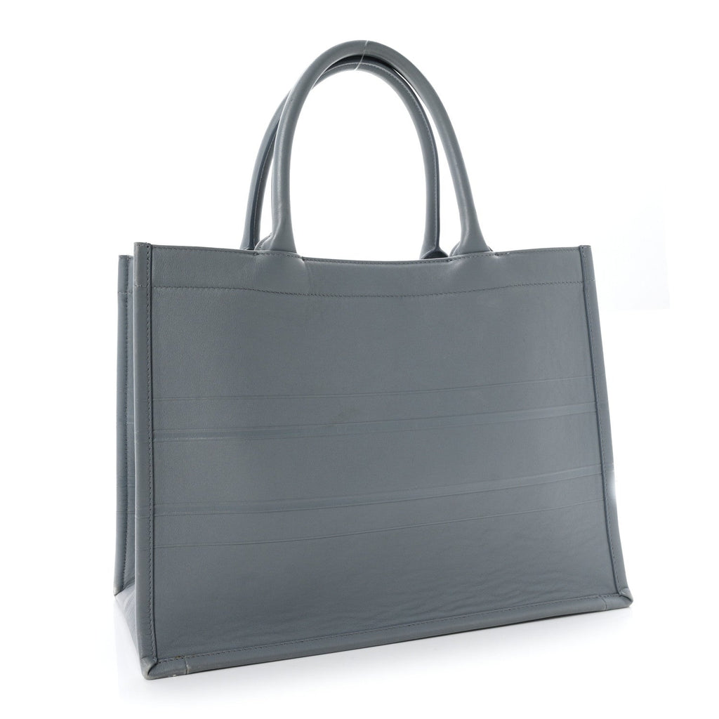 Calfskin Embossed Medium Book Tote Blue