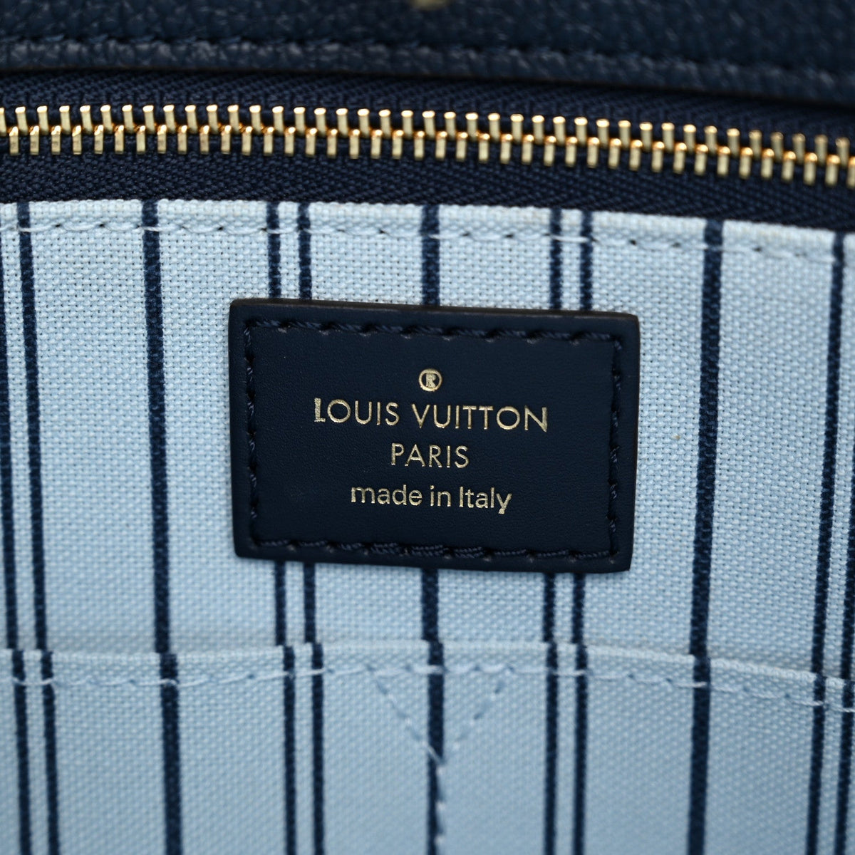 Raffia Calfskin Monogram Giant Onthego MM Blue