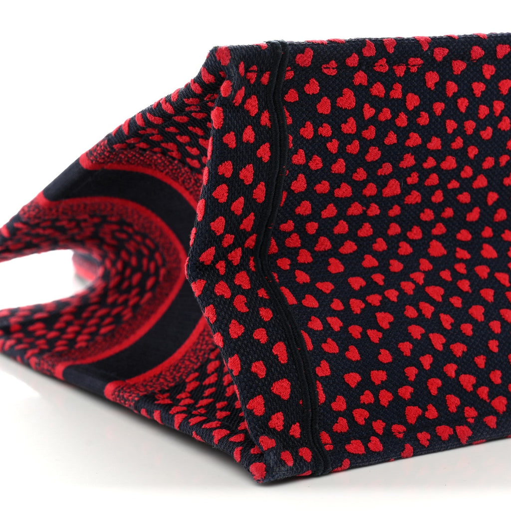 Canvas Embroidered Pop Heart I Love Paris Medium Book Tote Red Multicolor