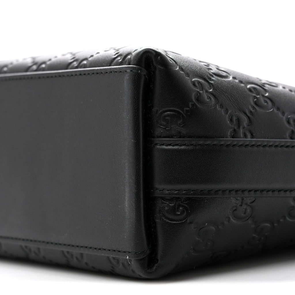 GG Calfskin Embossed Emblem Medium Shoulder Bag Black
