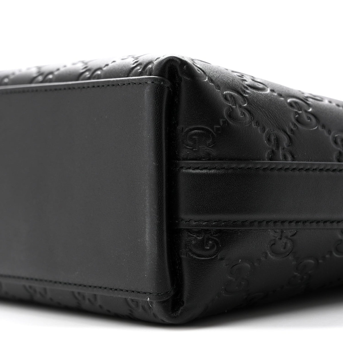 GG Calfskin Embossed Emblem Medium Shoulder Bag Black