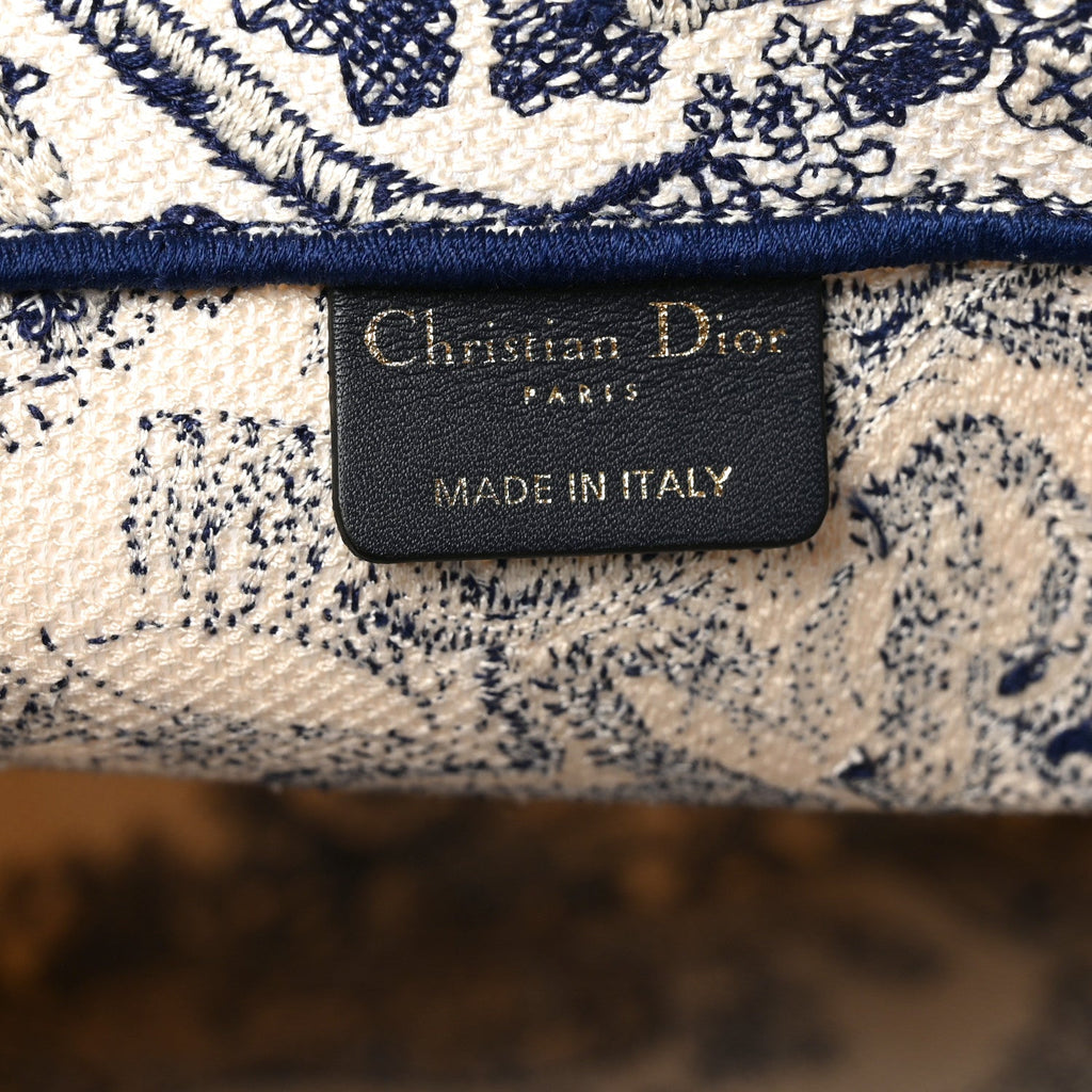 Canvas Embroidered Large Dioriviera Toile De Jouy Book Tote Blue