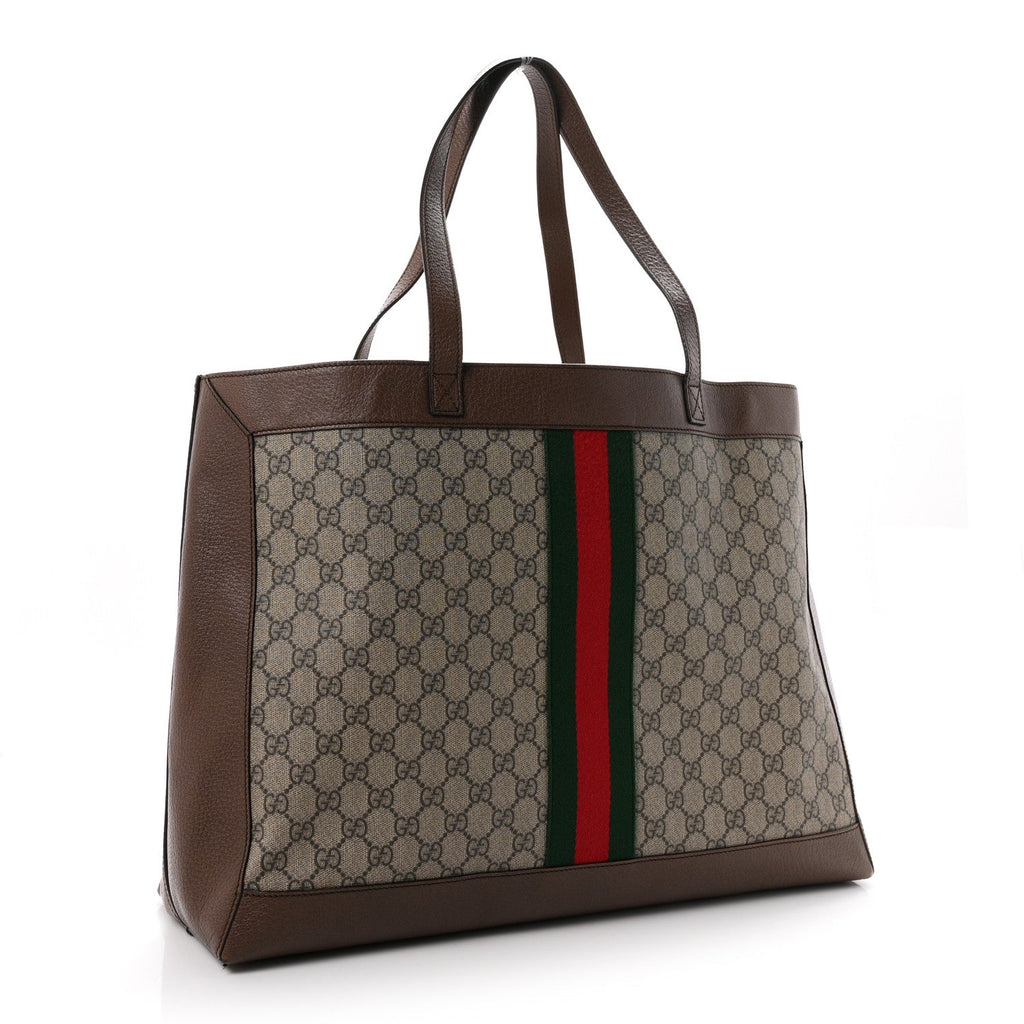 GG Supreme Monogram Web Ophidia Tote Brown