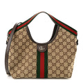 Monogram Web Small Giglio Tote Beige Dark Brown