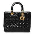 Patent Cannage Large Lady Dior Black
