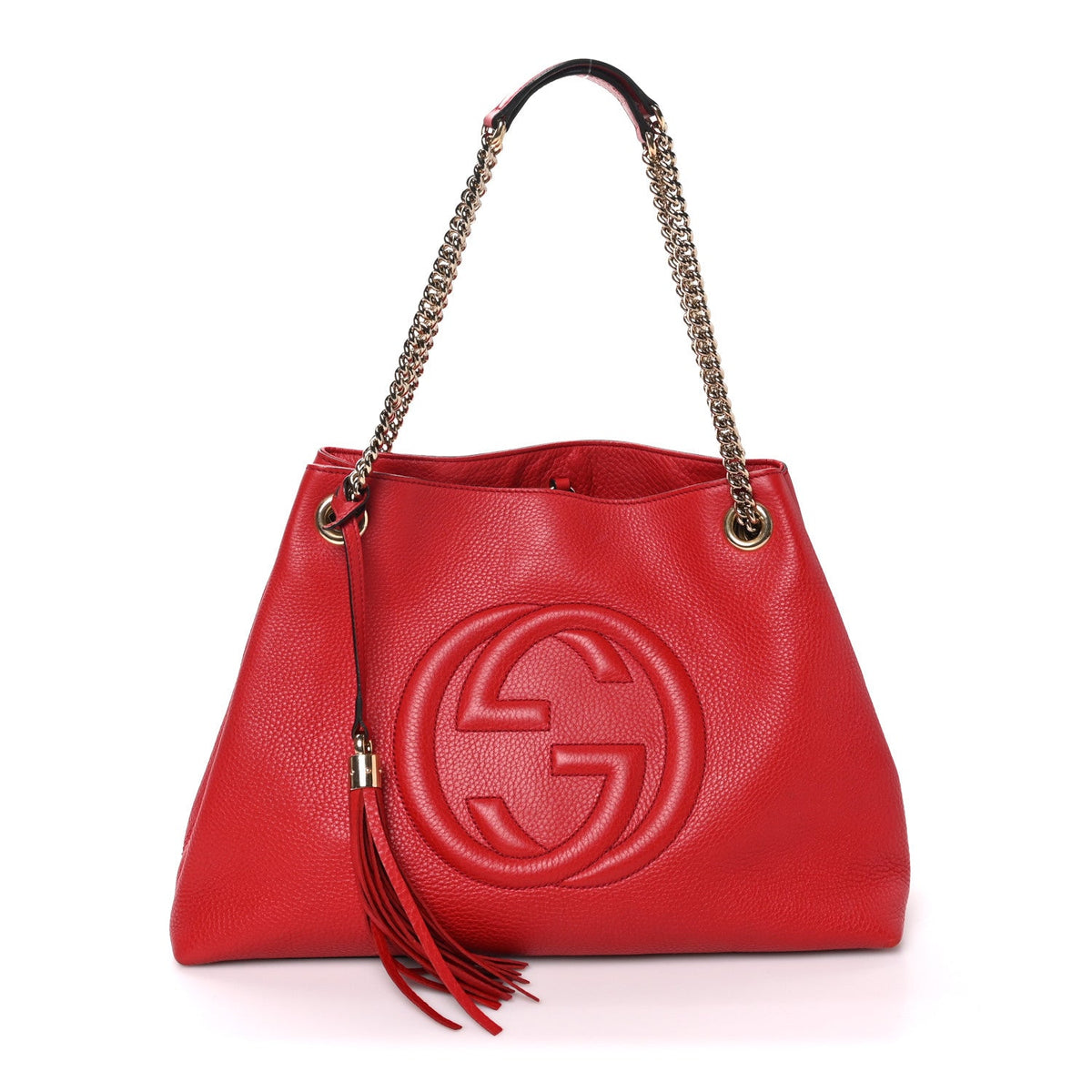 Pebbled Calfskin Medium Soho Chain Shoulder Bag Tabasco Red