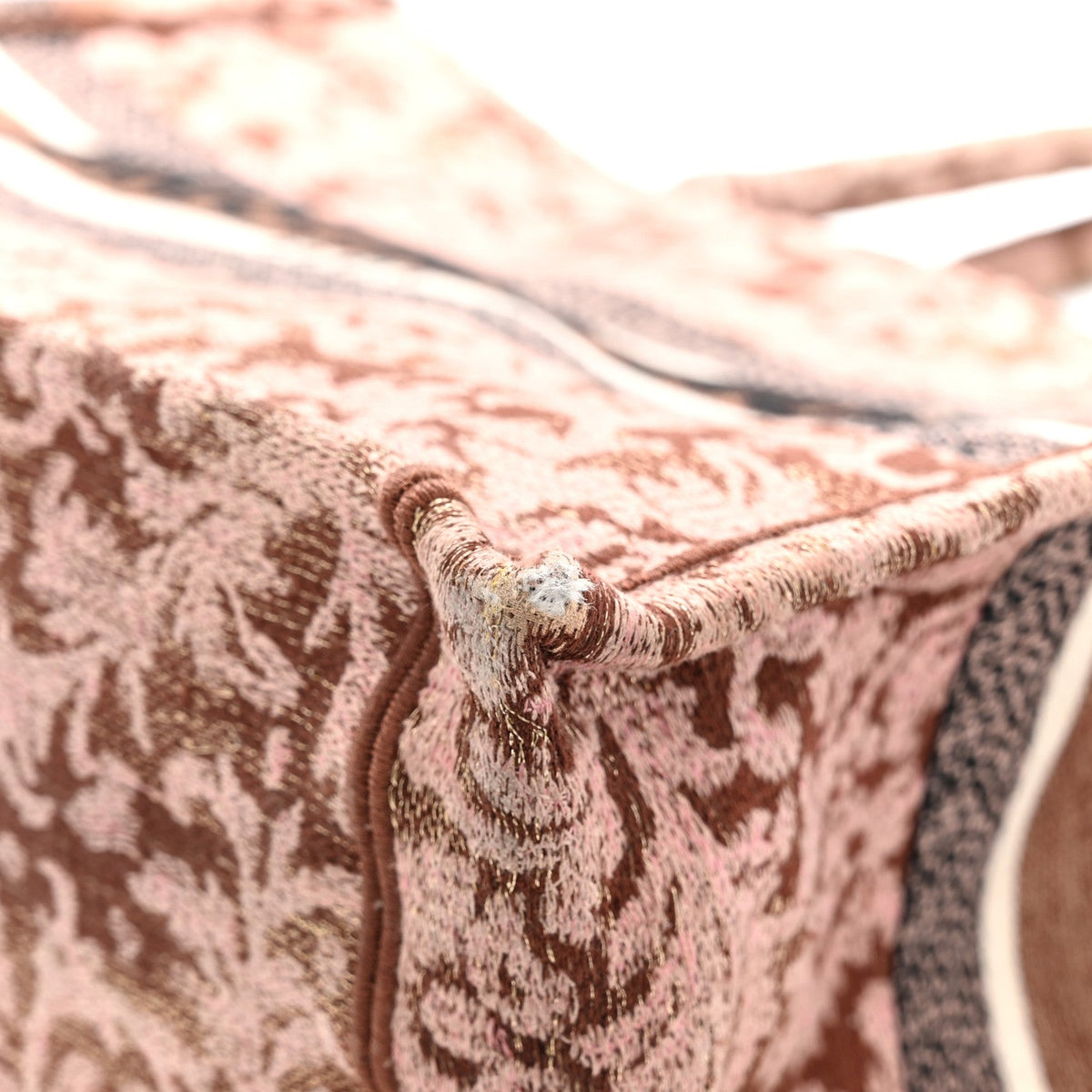 Canvas Embroidered Medium Brocart Book Tote Metallic Pink