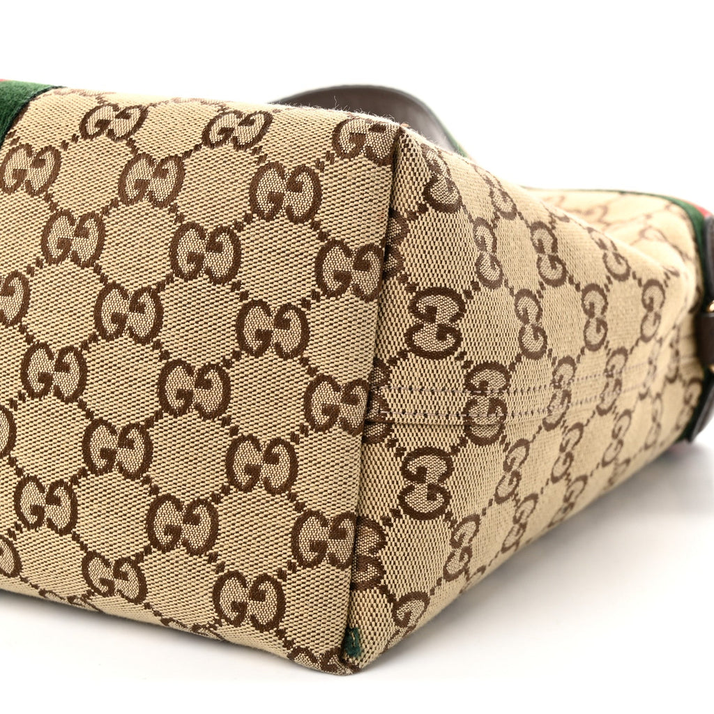 Monogram Web Small Giglio Tote Beige Dark Brown