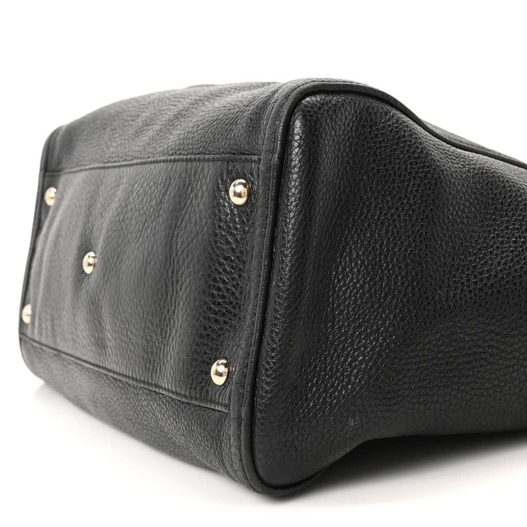Pebbled Calfskin Medium Soho Shoulder Bag Black