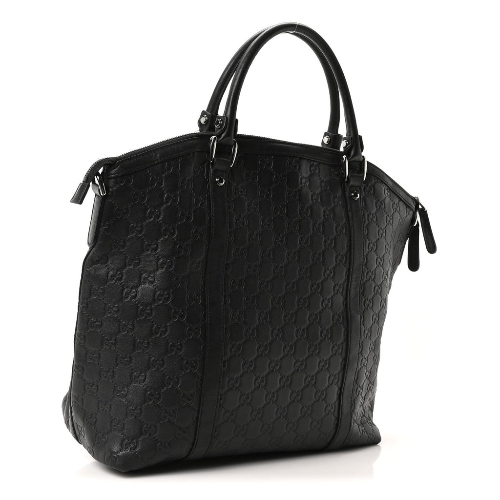 Guccissima Large GG Charm Convertible Dome Satchel Black