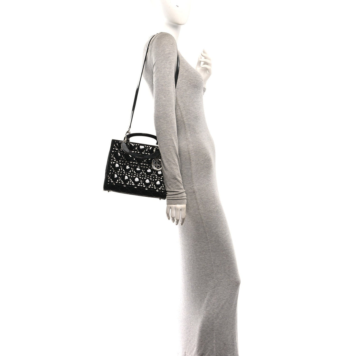 Patent Cannage Medium Lady Dior Black