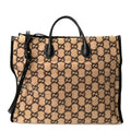 Covered Wool GG Monogram Large Tote Bag Beige Ebony