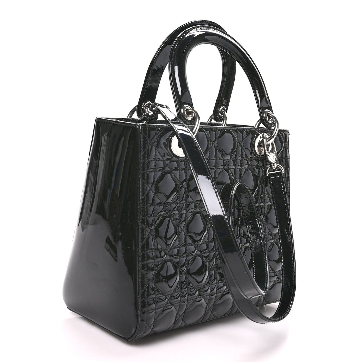 Patent Cannage Medium Lady Dior Black
