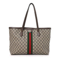 GG Supreme Monogram Medium Ophidia Shopping Tote Brown