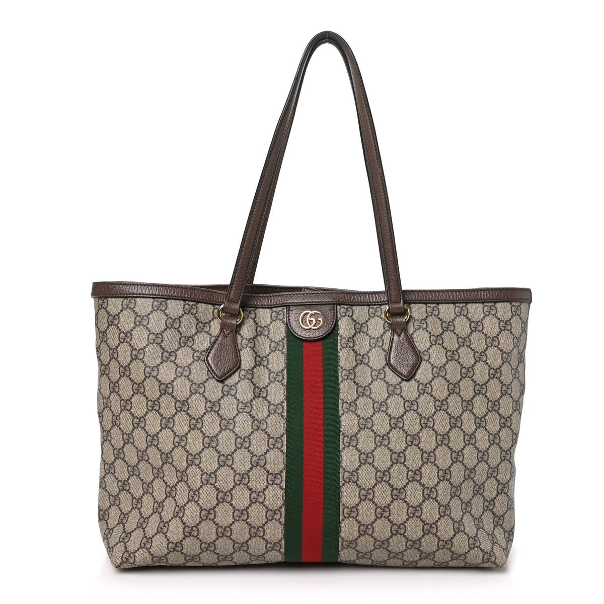 GG Supreme Monogram Medium Ophidia Shopping Tote Brown