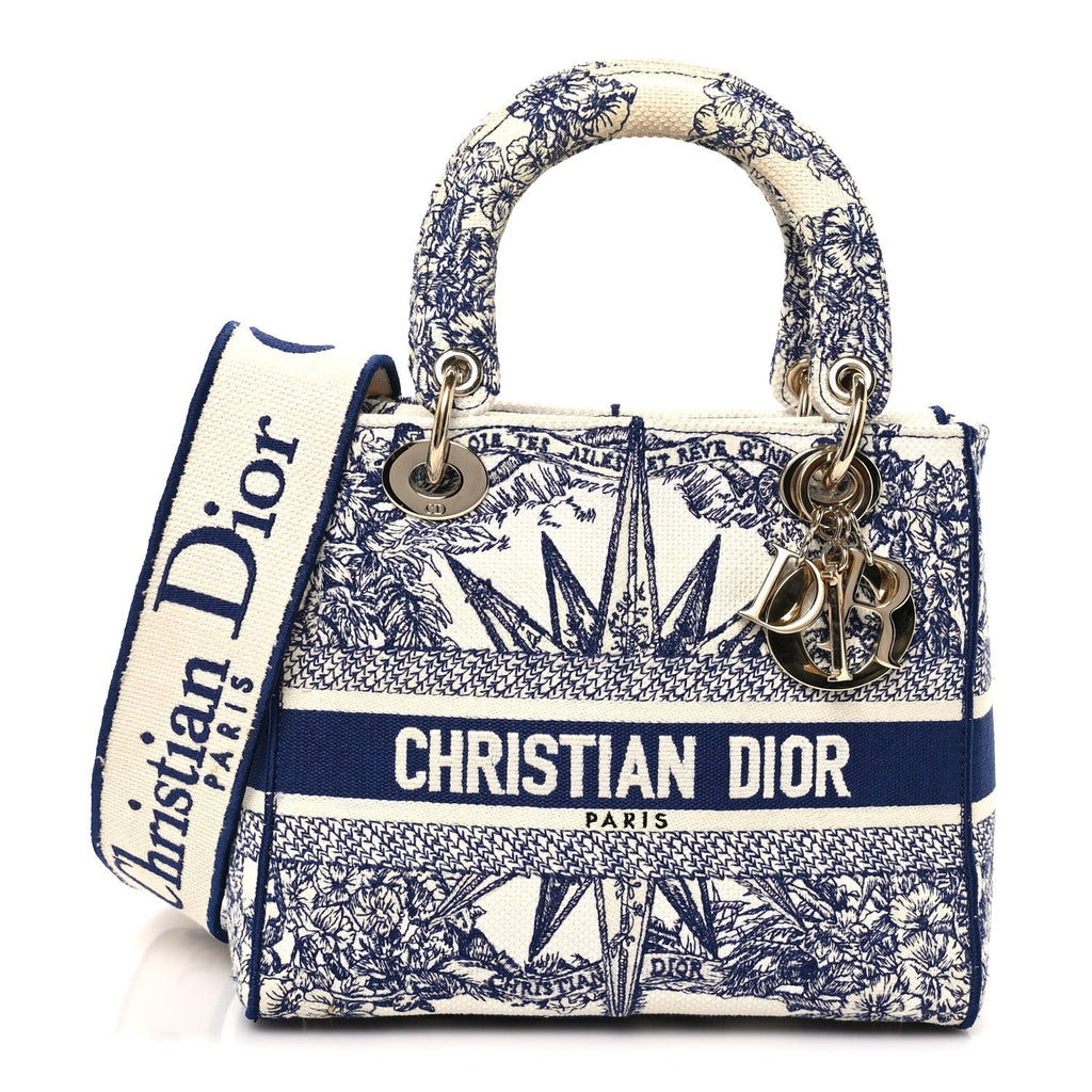 Canvas Reverse Embroidered Rêve d'Infini Medium Lady D-Lite Blue Multicolor