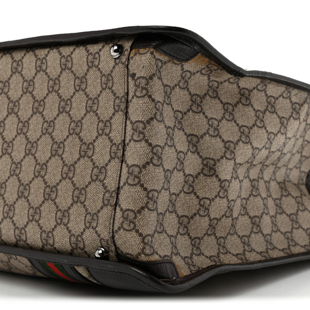 GG Plus Monogram Web Large Tote Dark Brown