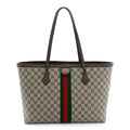 X BALENCIAGA BB Supreme Monogram Web Medium Ophidia Shopping Tote Beige New Acero