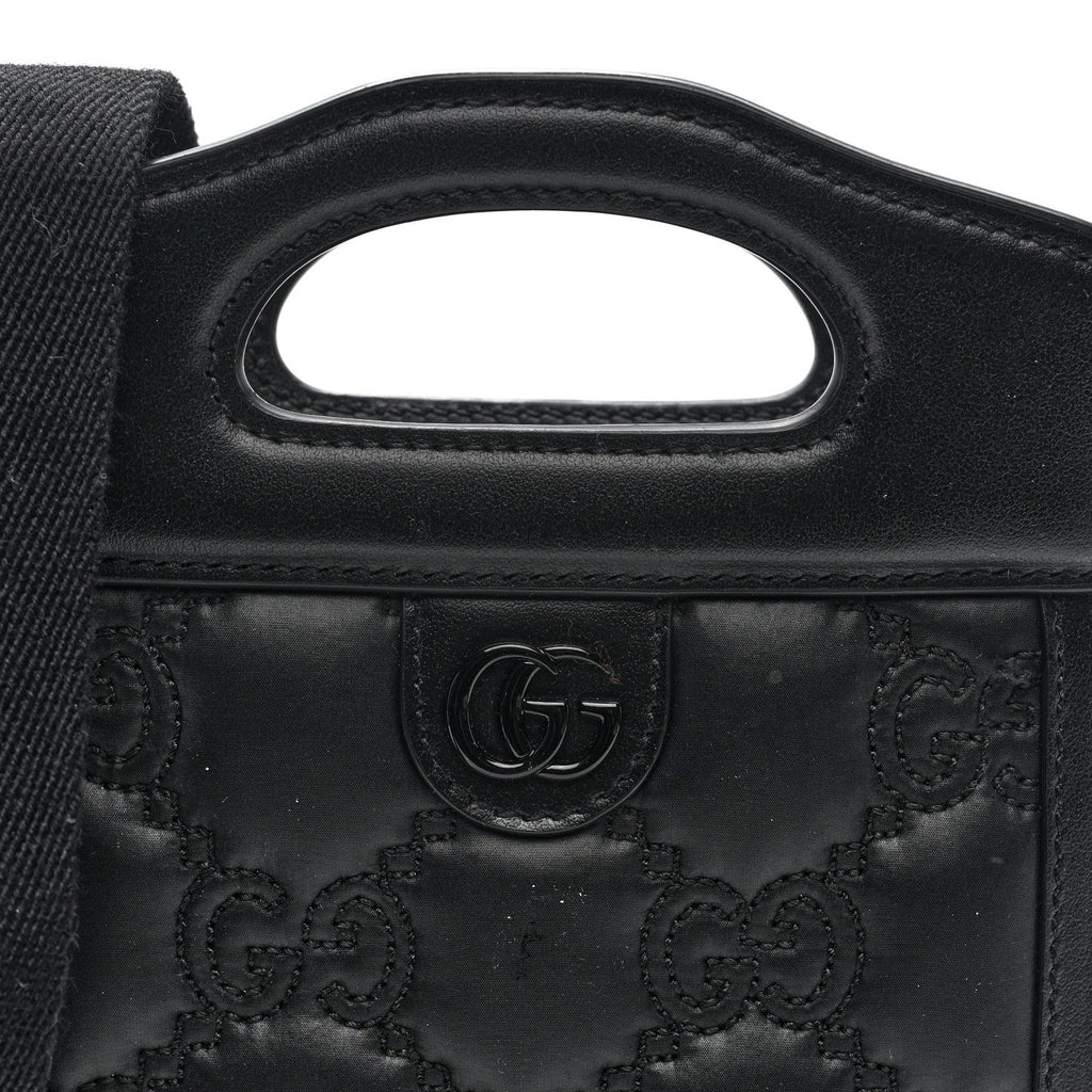 Nylon Calfskin Enamel GG Matelasse Mini Top Slip Handle Crossbody Bag Black