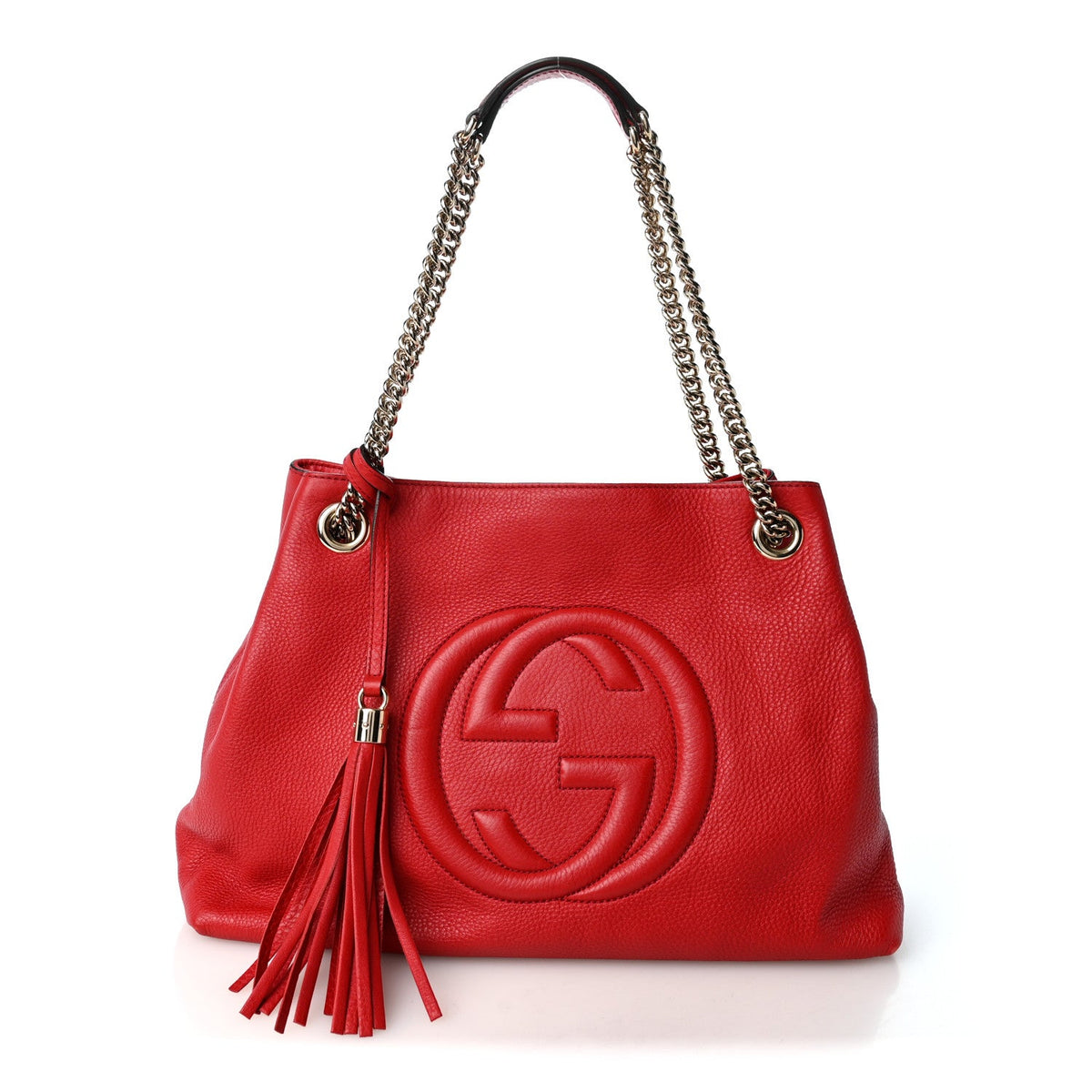 Cellarius Calfskin Medium Soho Chain Shoulder Bag Vibrant Red