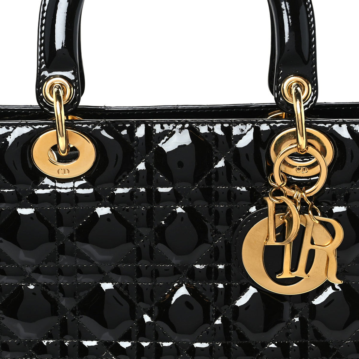 Patent Cannage Large Lady Dior Black