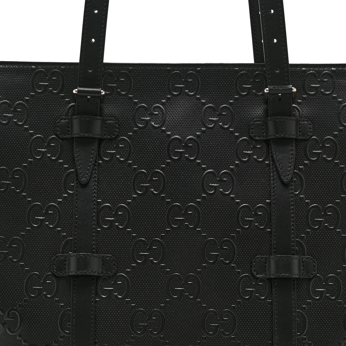 Calfskin GG Tennis Embossed Tote Bag Black
