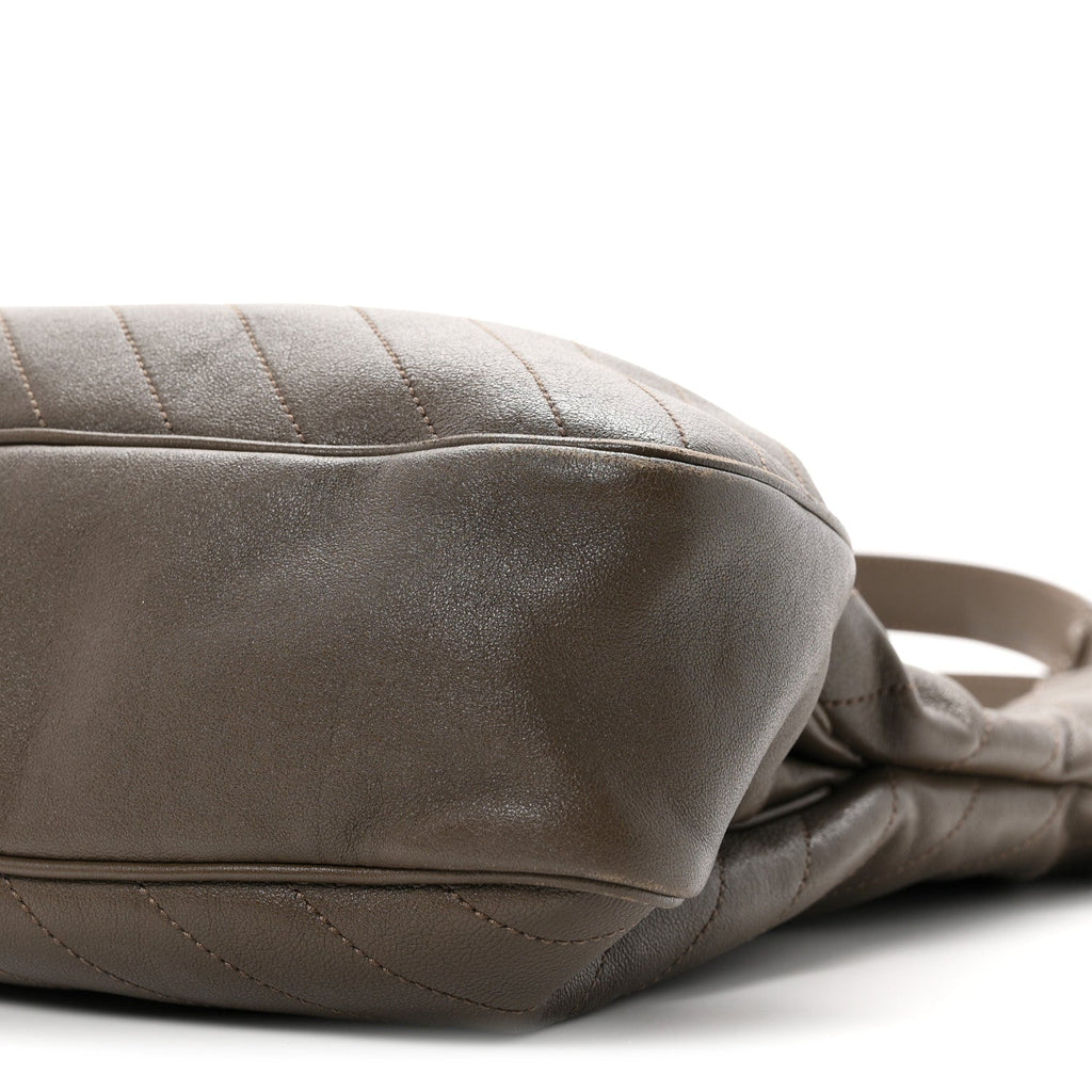 Sakai Be Green Calfskin Diagonal Stitched Medium Blondie Tote Craclet Brown