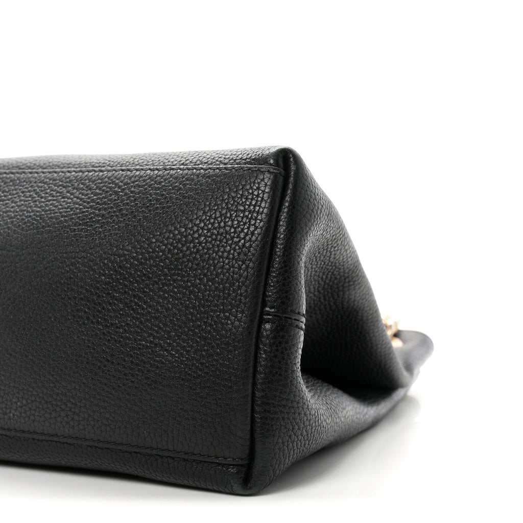 Pebbled Calfskin Medium Soho Chain Shoulder Bag Black