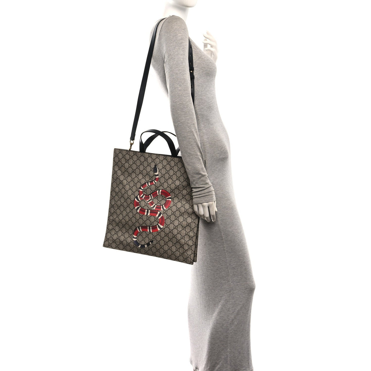 Soft GG Supreme Monogram Kingsnake Vertical Tote Black