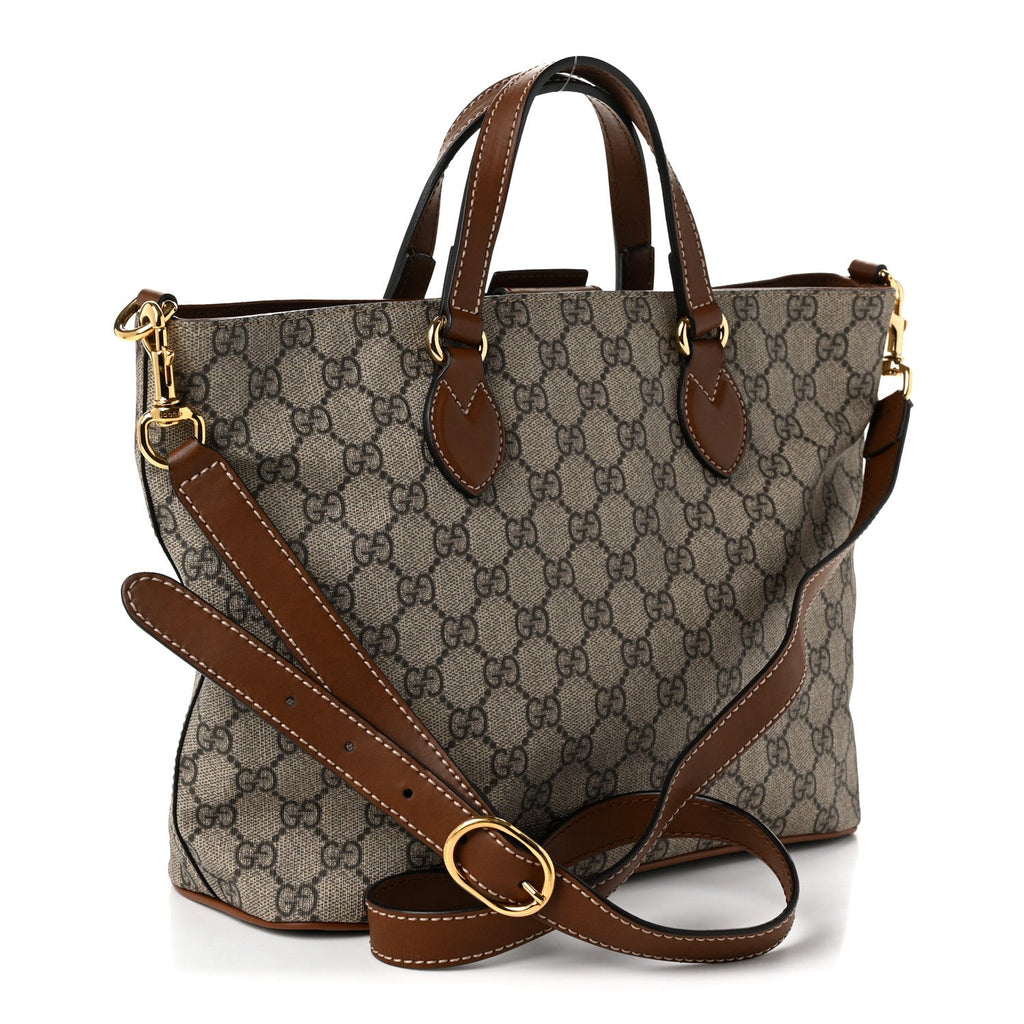 Soft GG Supreme Monogram Small Crossbody Tote Beige Cuir