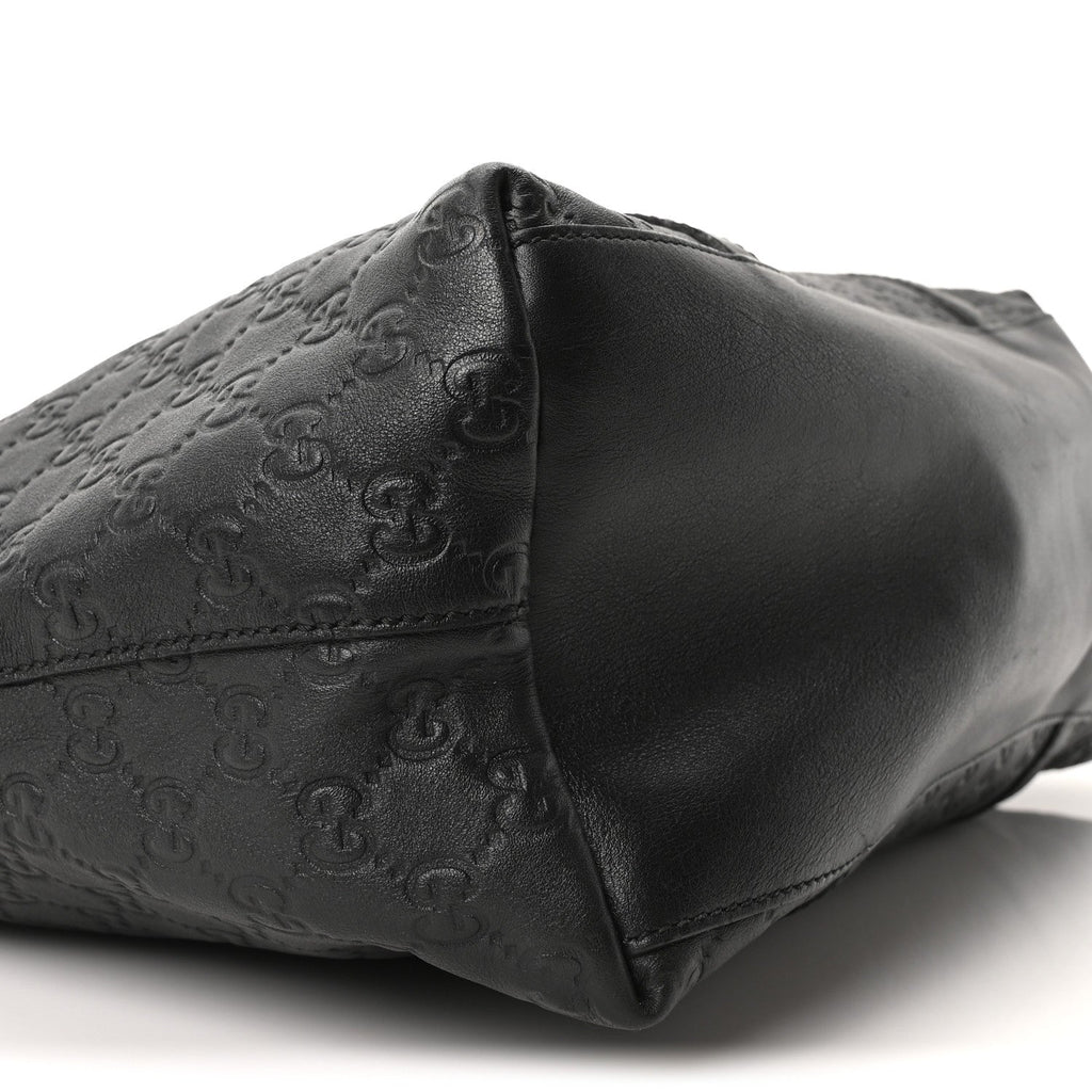 Guccissima Large GG Charm Convertible Dome Satchel Black