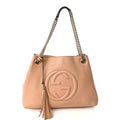 Pebbled Calfskin Medium Soho Chain Shoulder Bag Camelia