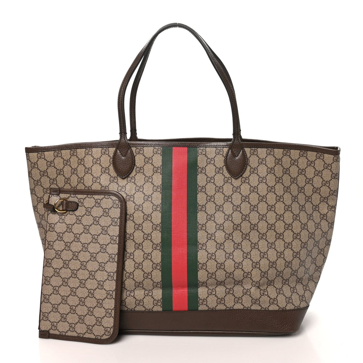 GG Supreme Monogram Textured Dollar Calfskin Web Large Ophidia Tote Beige Ebony New Acero