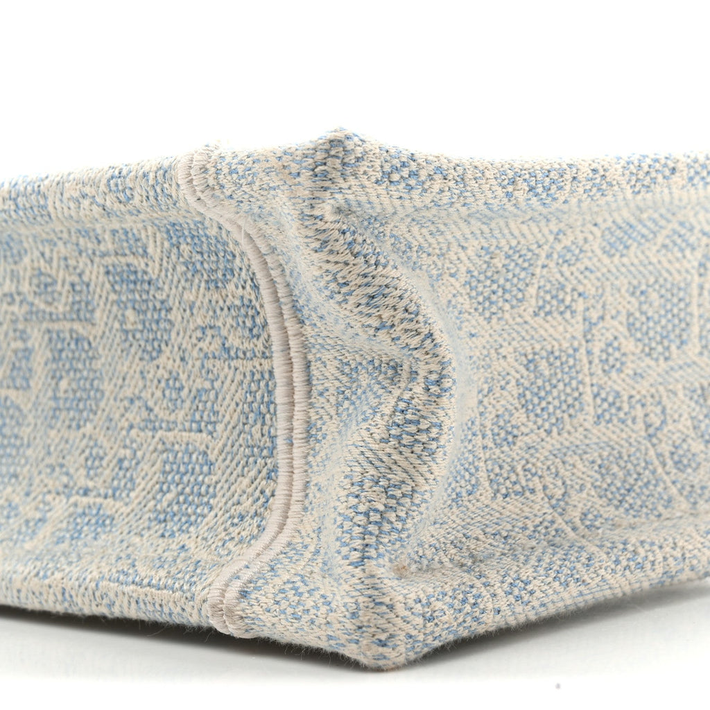 Washed Embroidery Oblique Lace Dior Medallion Mini Book Tote With Strap Celeste Blue Ecru