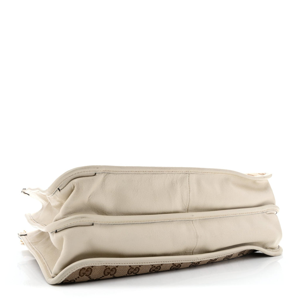 Monogram Calfskin Medium Horsebit 1955 Tote Bag Beige Mystic White
