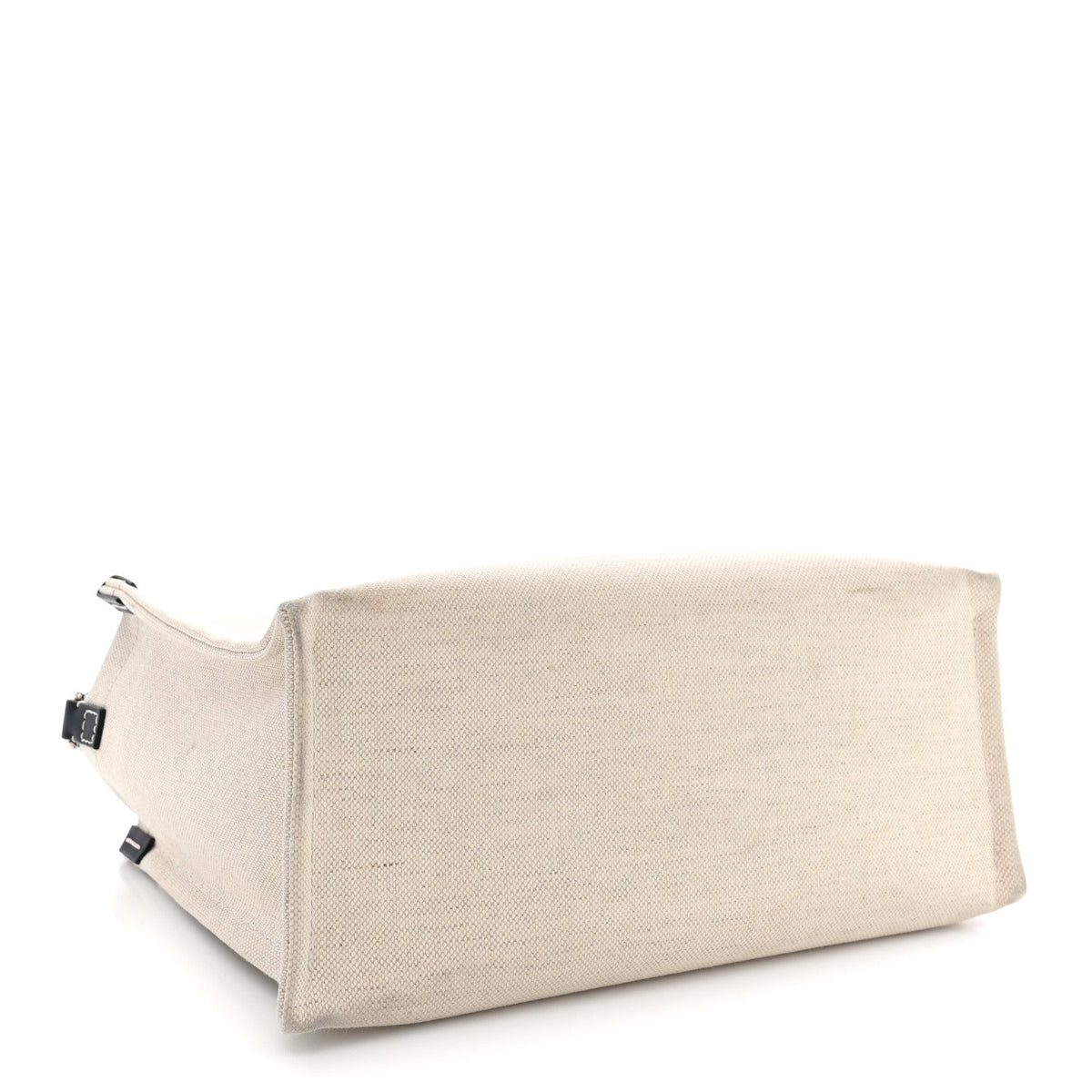 Canvas Calfskin Logo Print Medium Tote Bag Navy