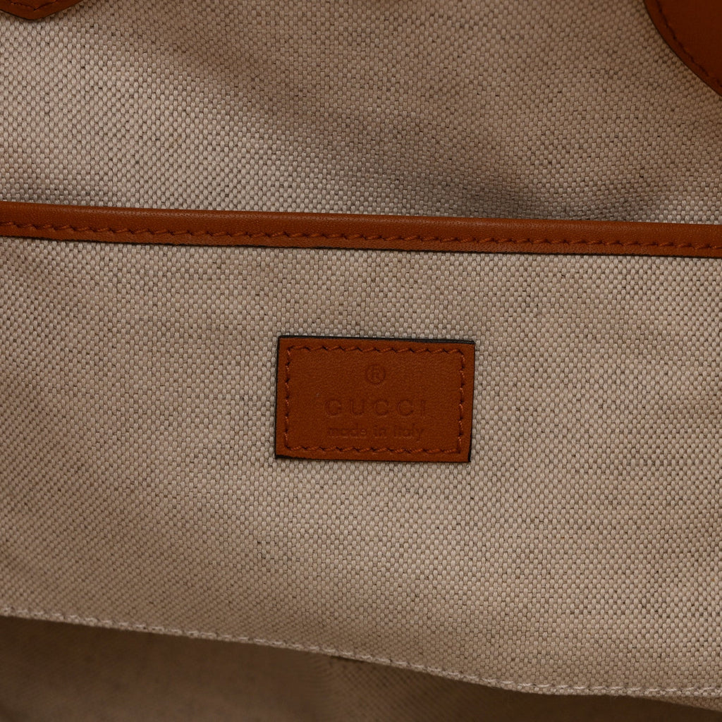 Raffia Woven Logo Patch Medium Tote Bag Natural Brown Multicolor